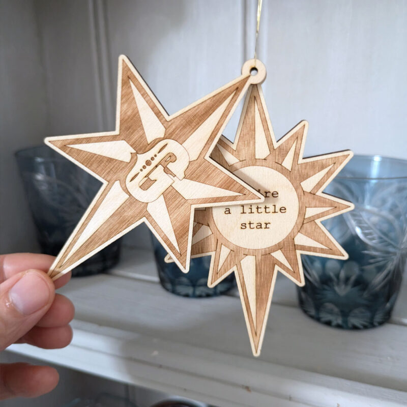Personalised Christmas star decoration - Set of 4 - Image 3