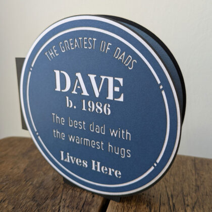 Personalised blue plaque Father's Day card