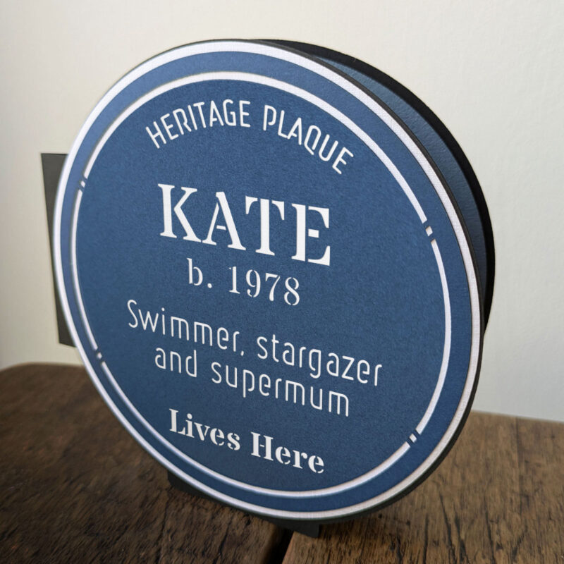 Personalised blue plaque greetings card
