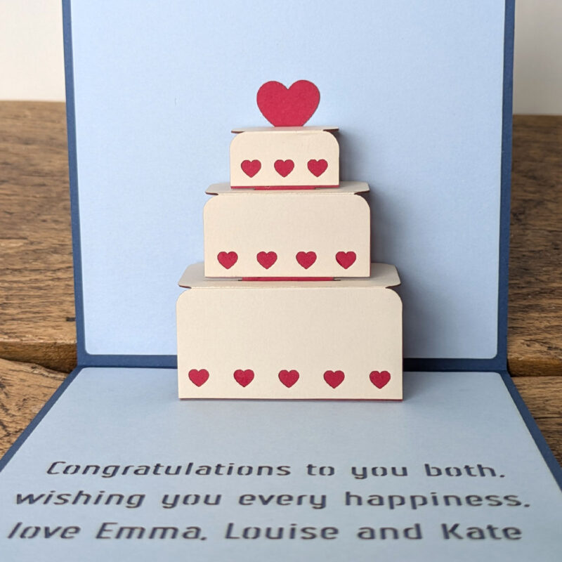 Personalised wedding card with initials and pop-up cake - Image 2